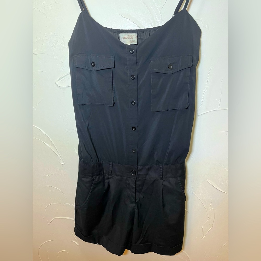 Banana Black Button Up Romper
